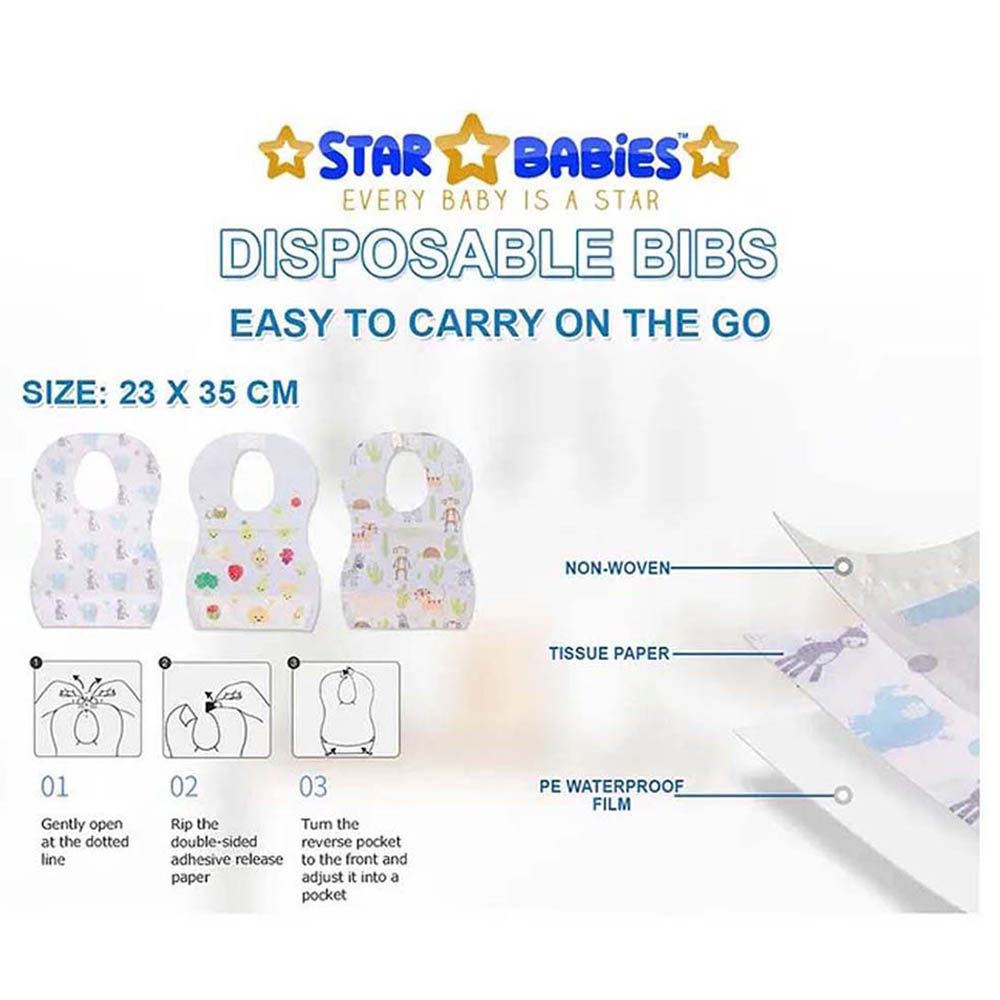 Star Babies - Girls Disposable Bibs 10pcs with Baby Kneepad 3pcs