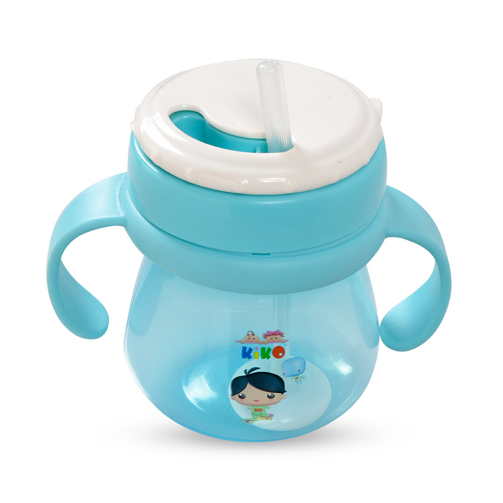 Kiko - Cup With Straw Lid - Blue - 250 ml