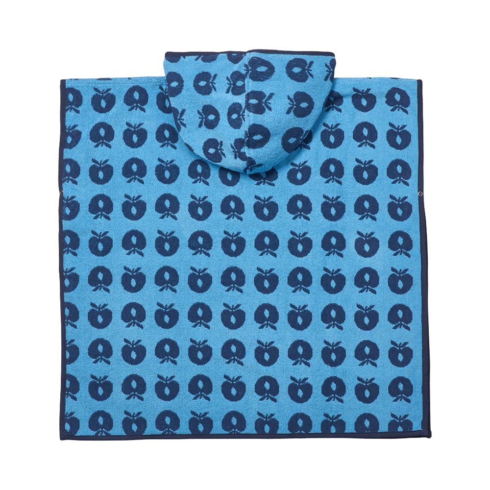 Smafolk - Apples Print Poncho Towel - Blue