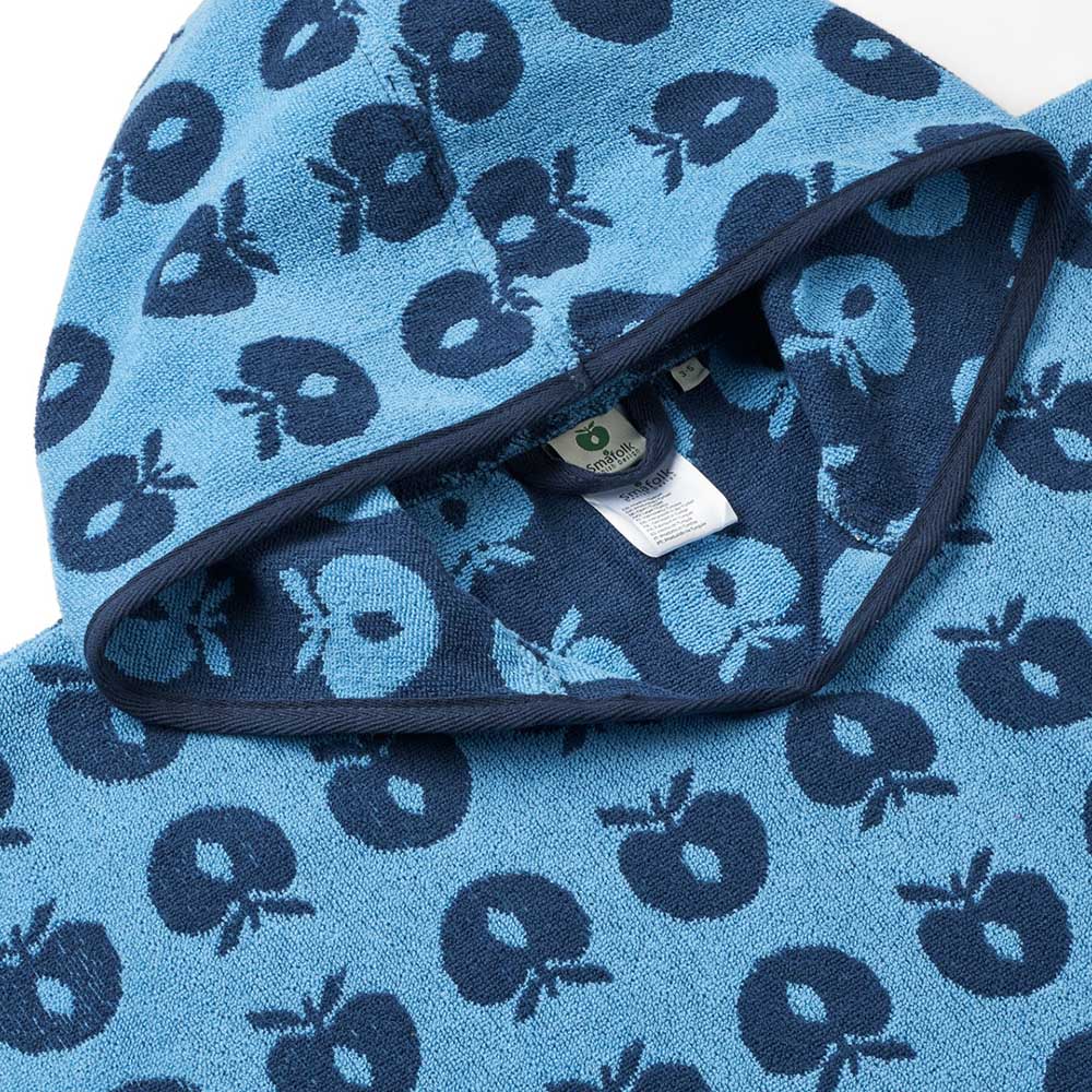 Smafolk - Apples Print Poncho Towel - Blue