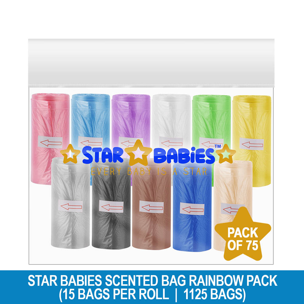 Star Babies - Scented Nappy Bag - Pack Of 75 - 22 x 32cm - Rainbow