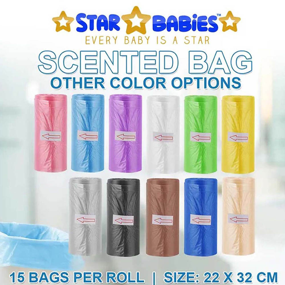 Star Babies - Scented Nappy Bag - Pack Of 75 - 22 x 32cm With Dispenser - Rainbow