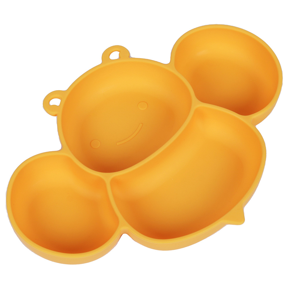 Little Angel Kids Silicone Bee Plate Bowl Spoon & Fork Yellow
