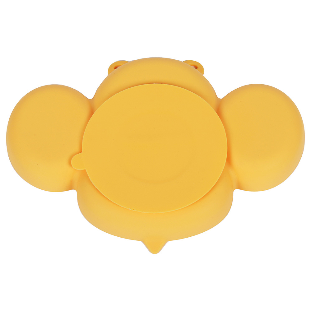 ليتل أنجل - صحن سيليكون مع ملعقة وشوكة للأطفال - نحلة - أصفر
