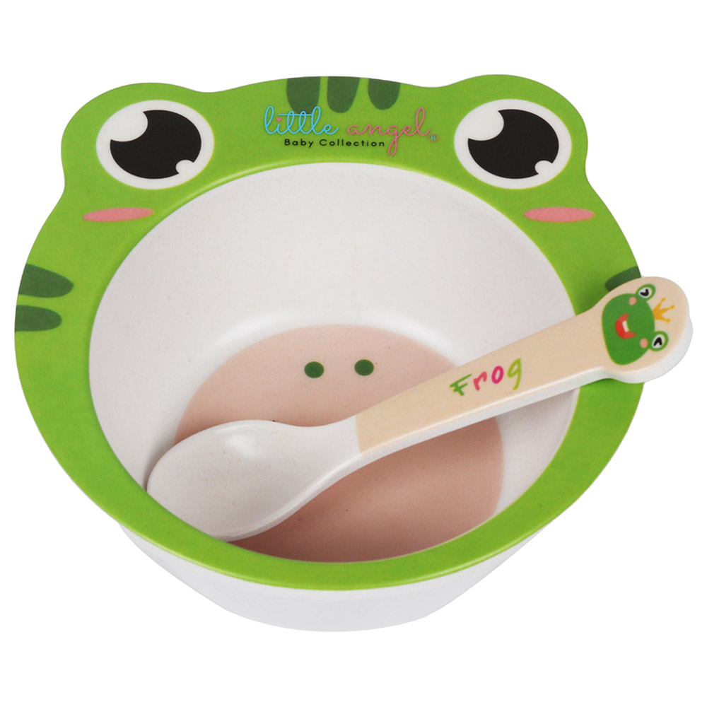 Little Angel Kids Frog Cute Cartoon Bowl With Spoon Set