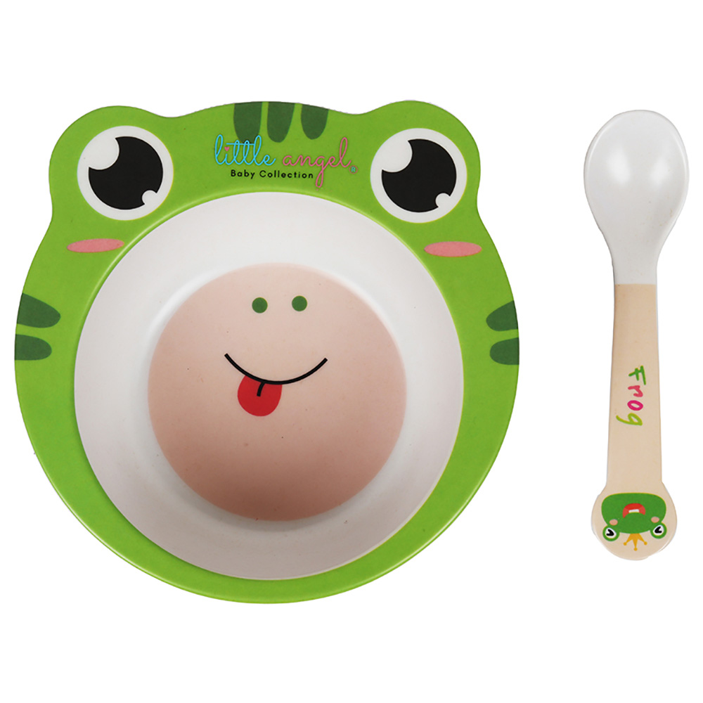 Little Angel Kids Frog Cute Cartoon Bowl With Spoon Set