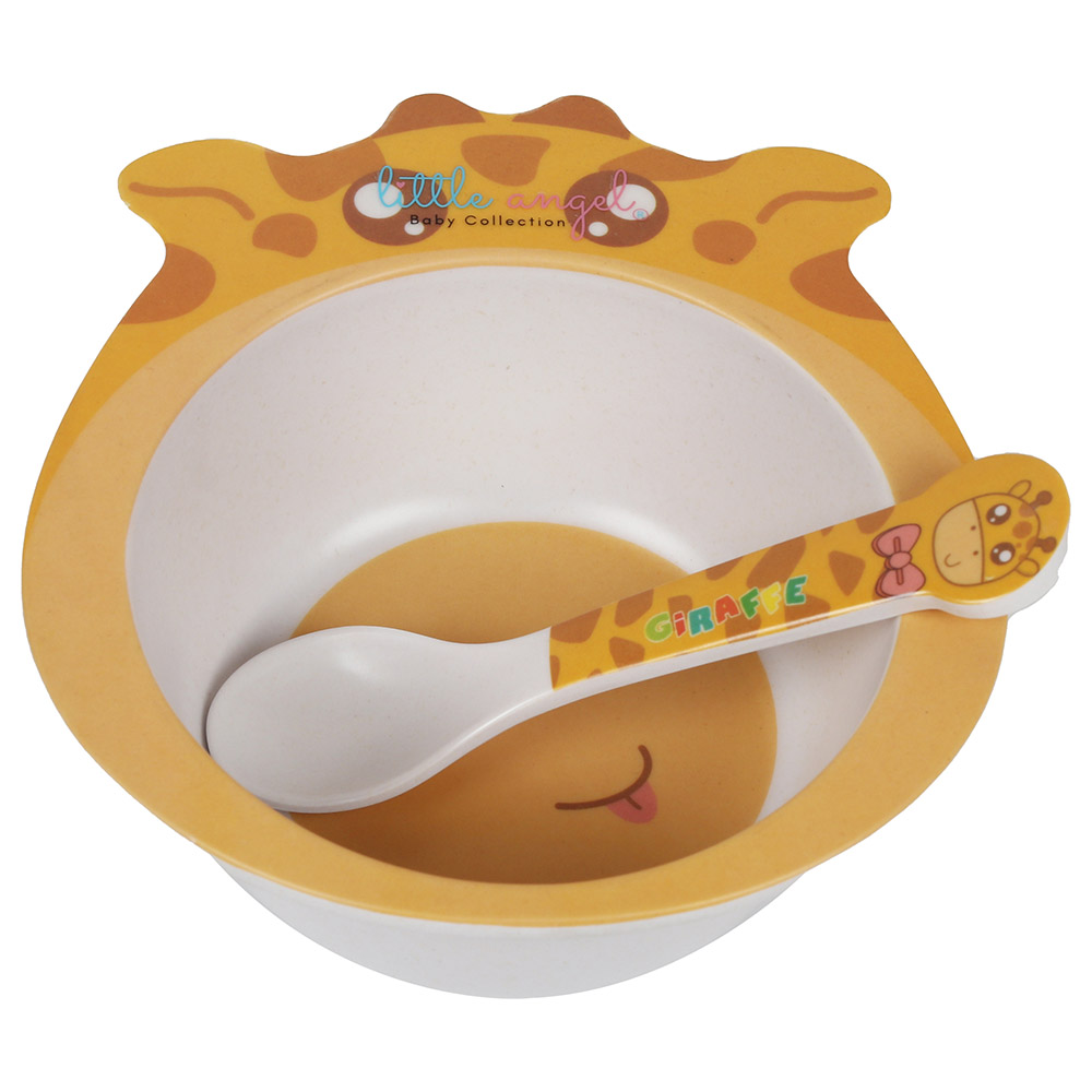 Little Angel Kids Giraffe Cute Cartoon Bowl With Spoon Set