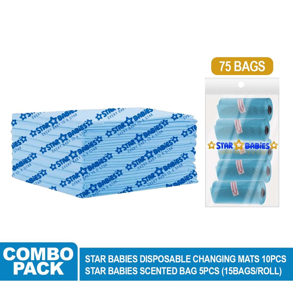 Star Babies - Changing Mat - 45 x 60 cm - 10pcs With Scented Bag - 75pcs - Blue