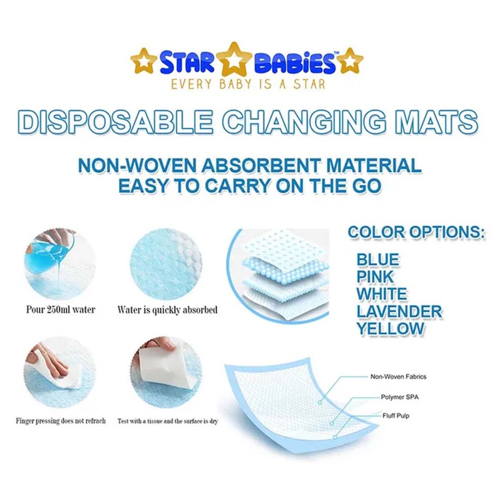 Star Babies - Changing Mat - 45 x 60 cm - 20pcs With Scented Bag - 150pcs - Blue