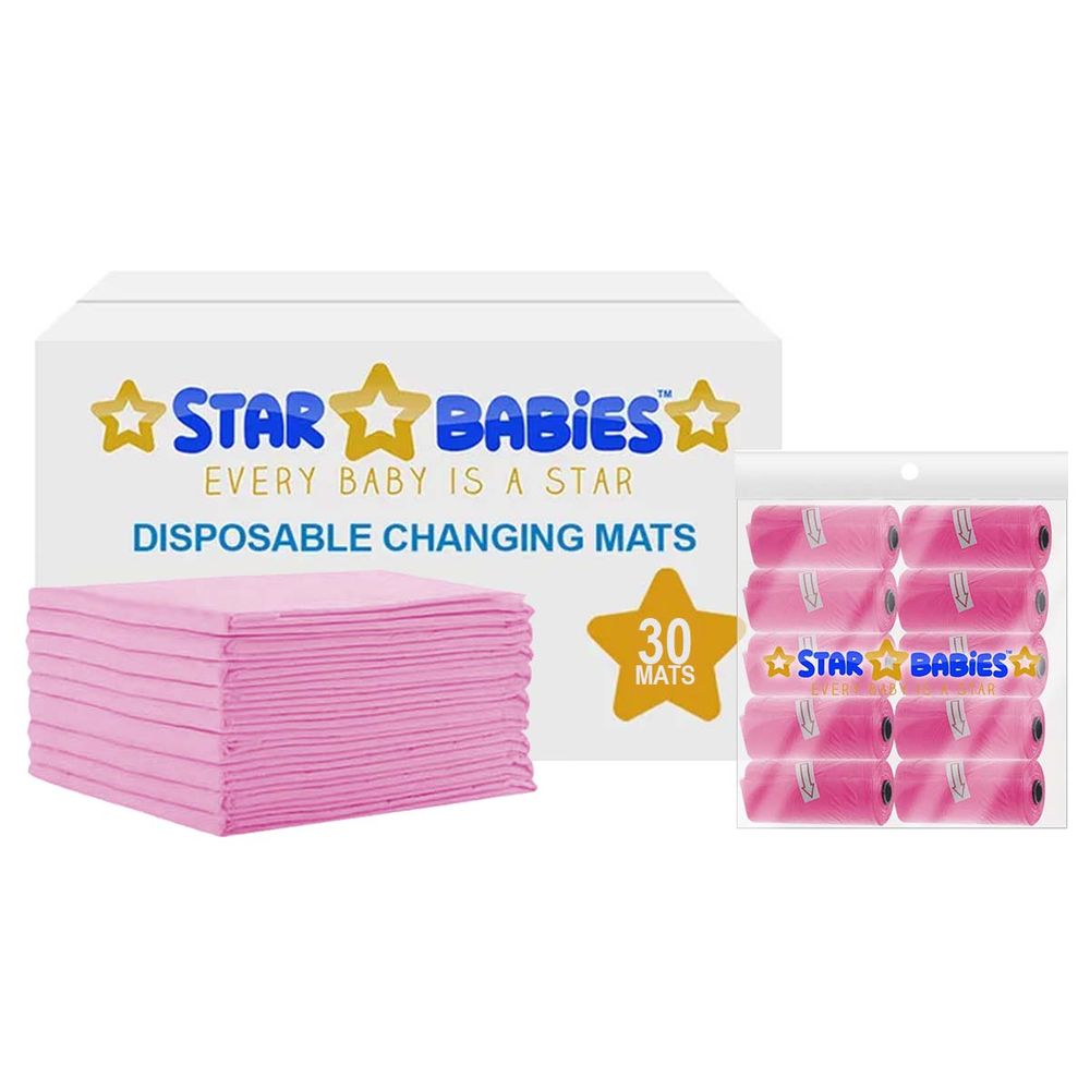 Star Babies - Changing Mat - 45 x 60 cm - 30pcs With Scented Bag - 150pcs - Pink
