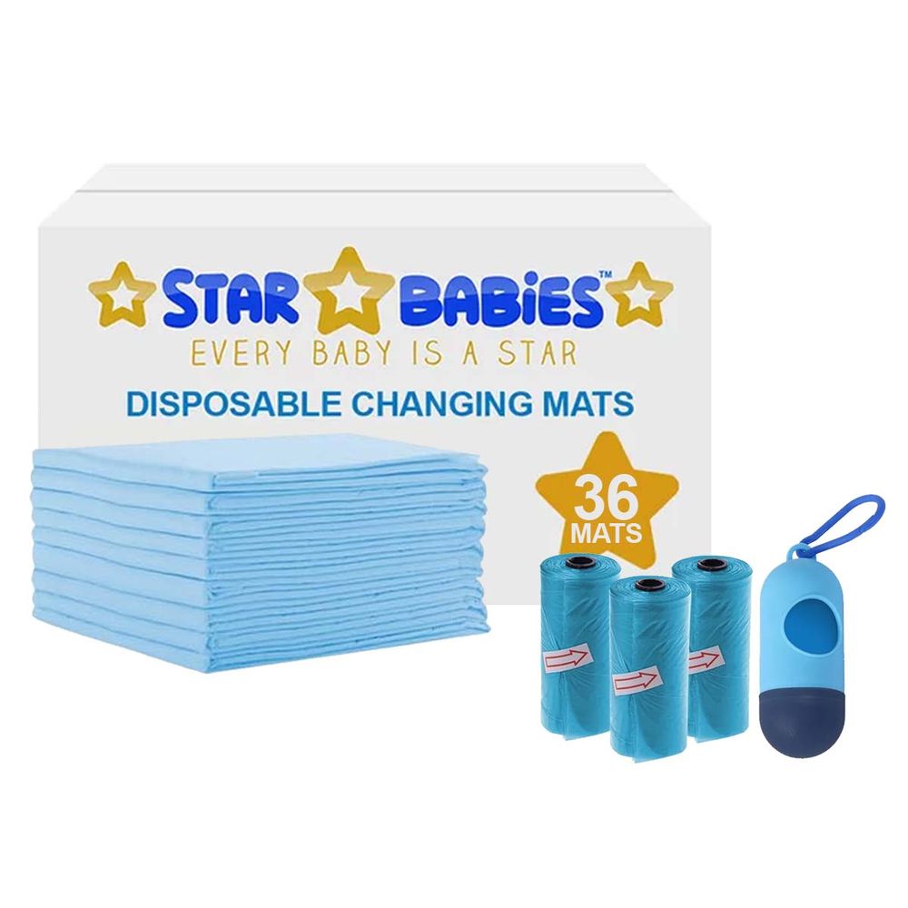 Star Babies - Disposable Changing Mat & Scented Bag With Dispenser - 45pcs - Blue