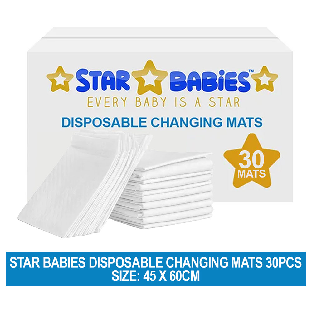 Star Babies - Disposable Changing Mat - L - 45 X 60 cm - 30pcs - White