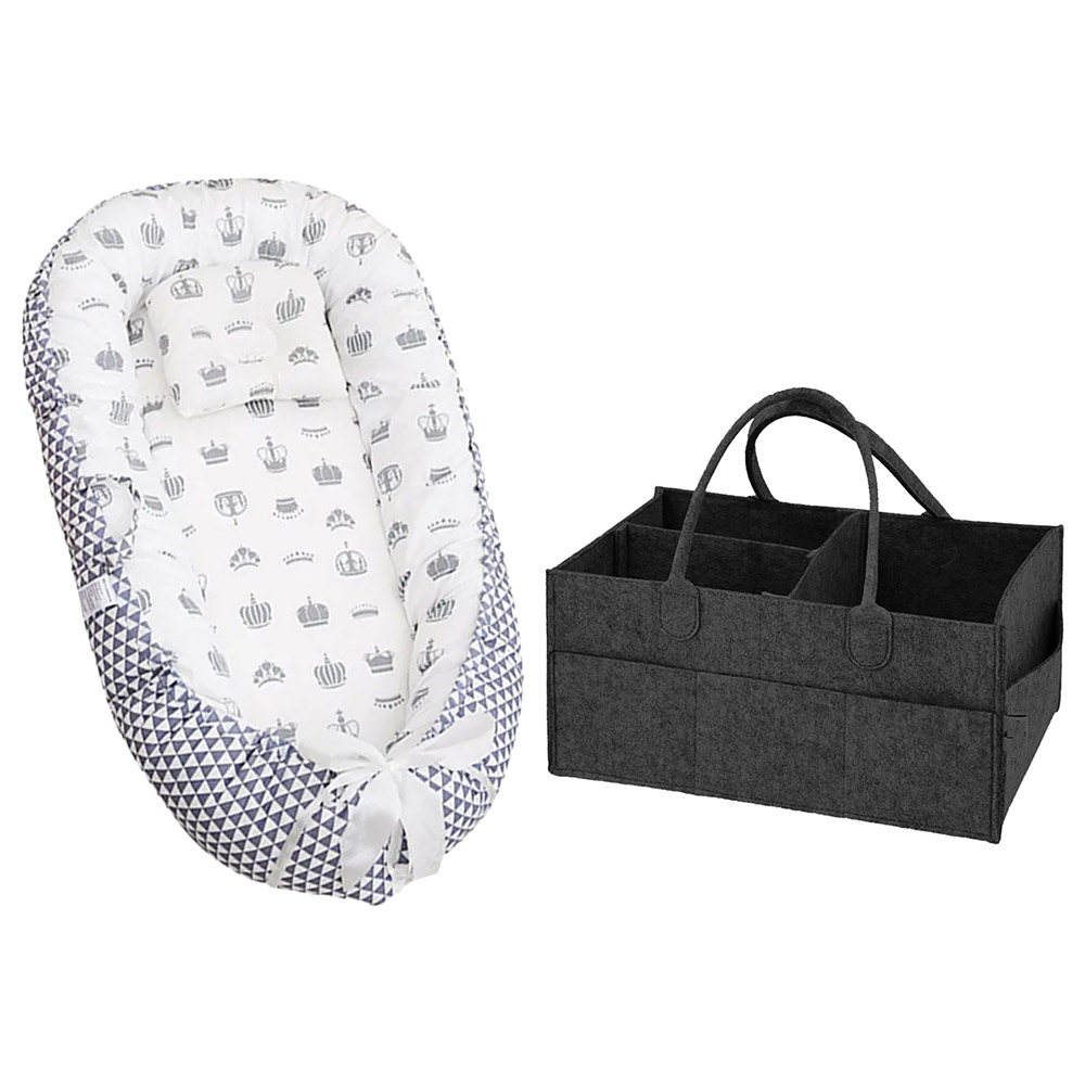 Star Babies Baby Bed Sleeping Pod with Caddy Diaper Organizer - Black