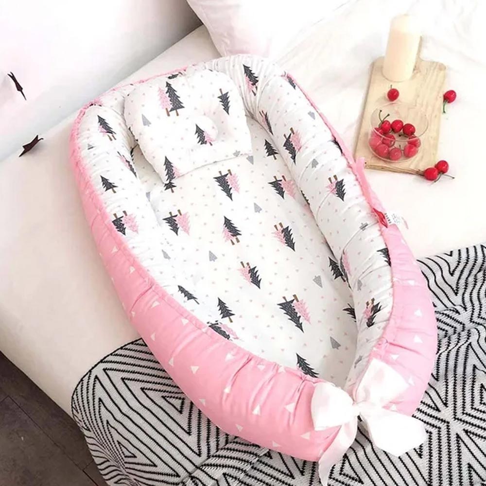 Star Babies - Baby Bed Sleeping Pod - Pink with Caddy Diaper Organizer - Black