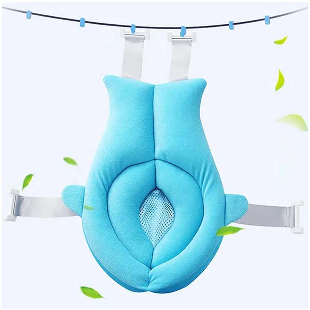 ستار بيبيز - سرير مواليد بناموسية مع حوض استحمام قابل للطي وكرسي استحمام للمغسلة - رمادي/أزرق