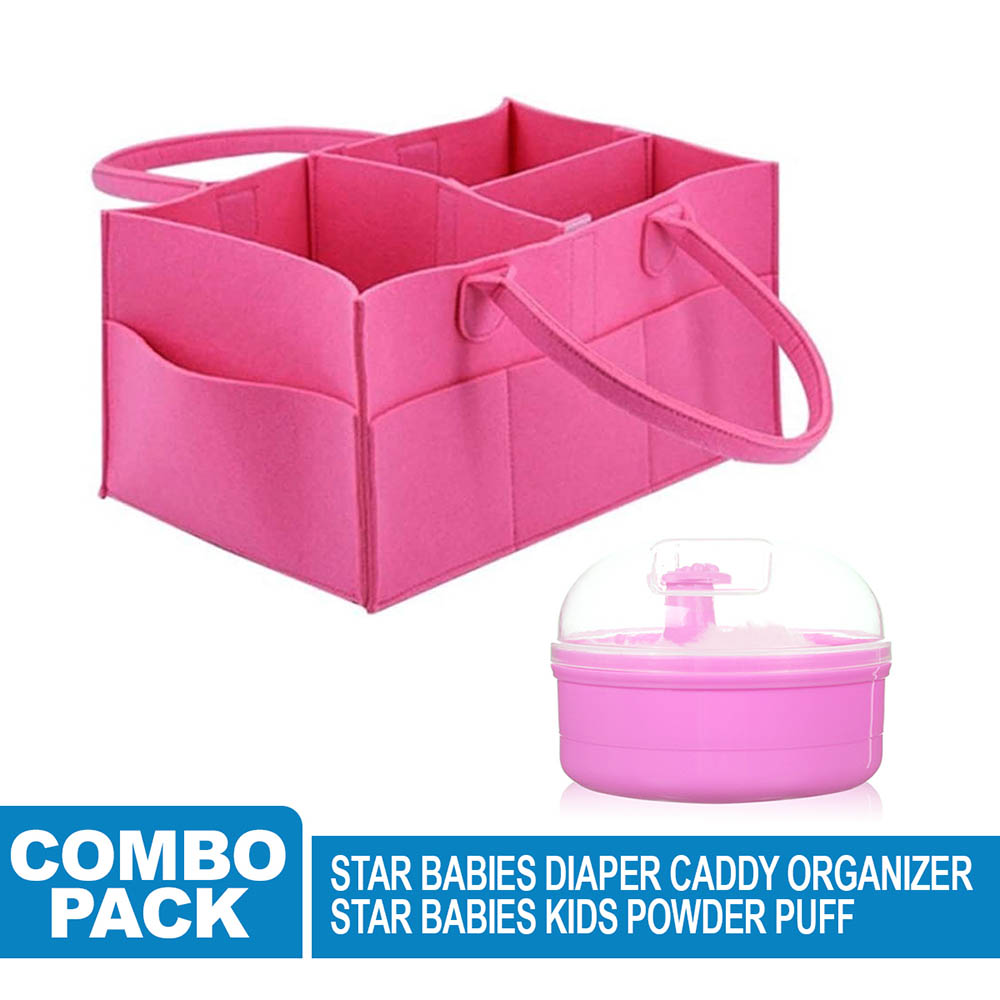 Star Babies - Caddy Diaper Bag with Powder Puff - Pink