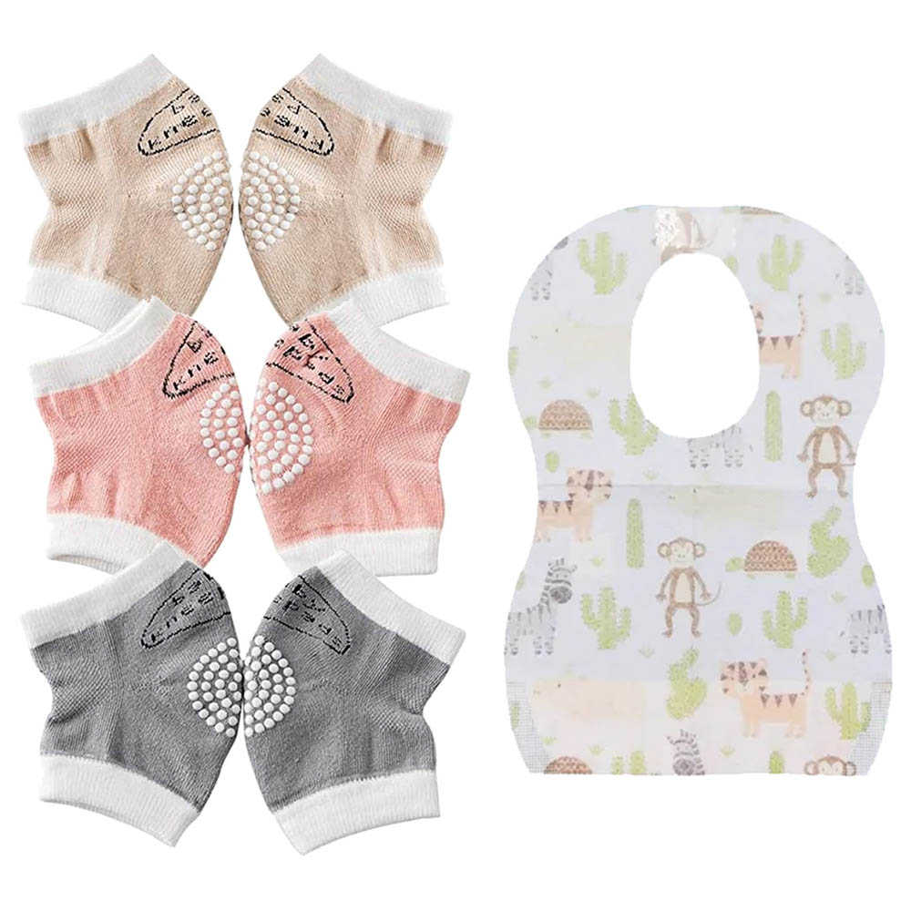 Star Babies - Girls Disposable Bibs 10pcs with Baby Kneepad 3pcs