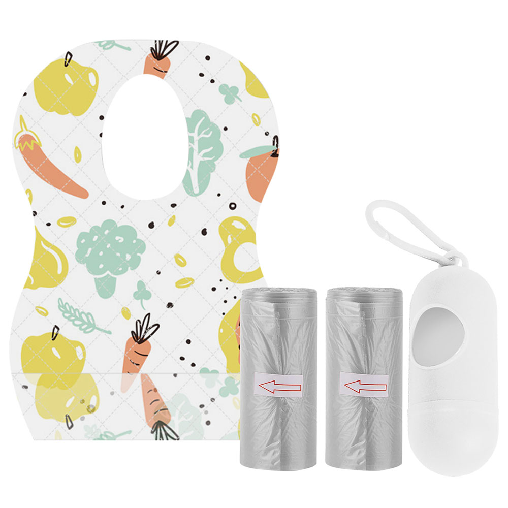 Star Babies - Disposable Bibs Fruits Print 5pcs With Scented Bag 2pcs & Dispenser - Grey
