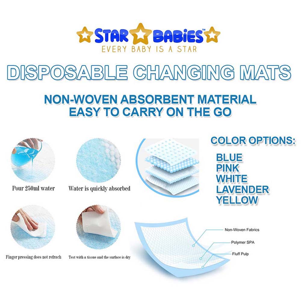 Star Babies - Disposable Bibs Animal Print 10pcs With Changing Mat 10pcs - White