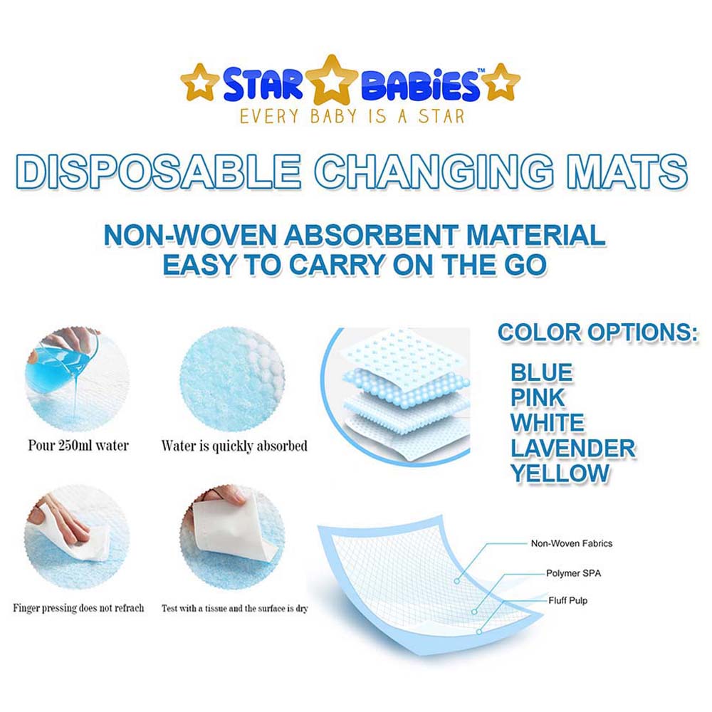 Star Babies - Disposable Bibs Animal Print 30pcs w/ Changing Mat 30pcs - Blue