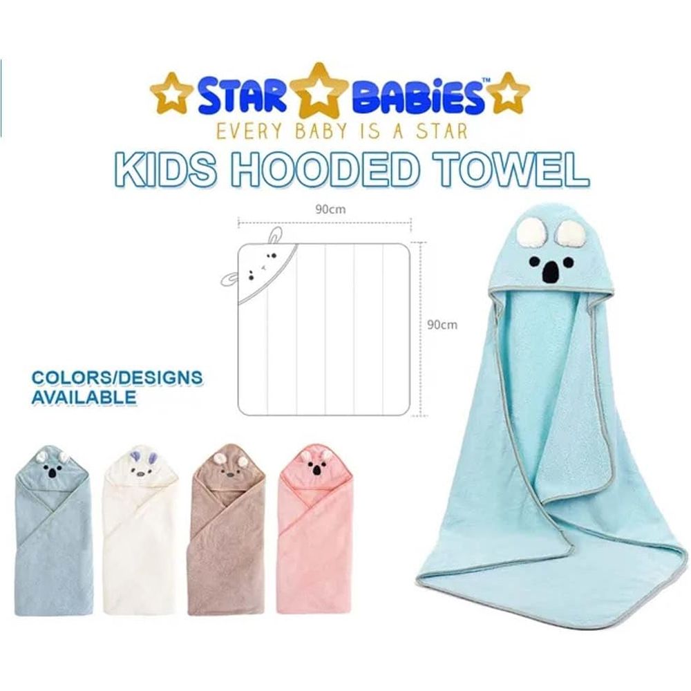 Star Babies - Microfiber Hooded Towel With Shower Cap - Blue