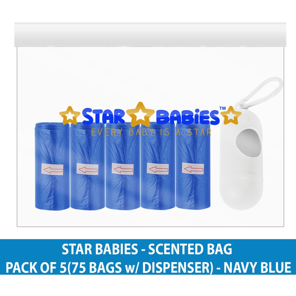 Star Babies - Scented Nappy Bag 75pcs with Dispenser - Navy Blue