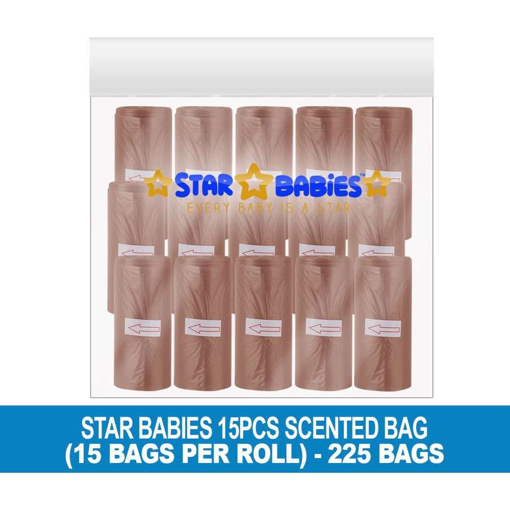 Star Babies - Scented Nappy Bag - 225pcs - Brown