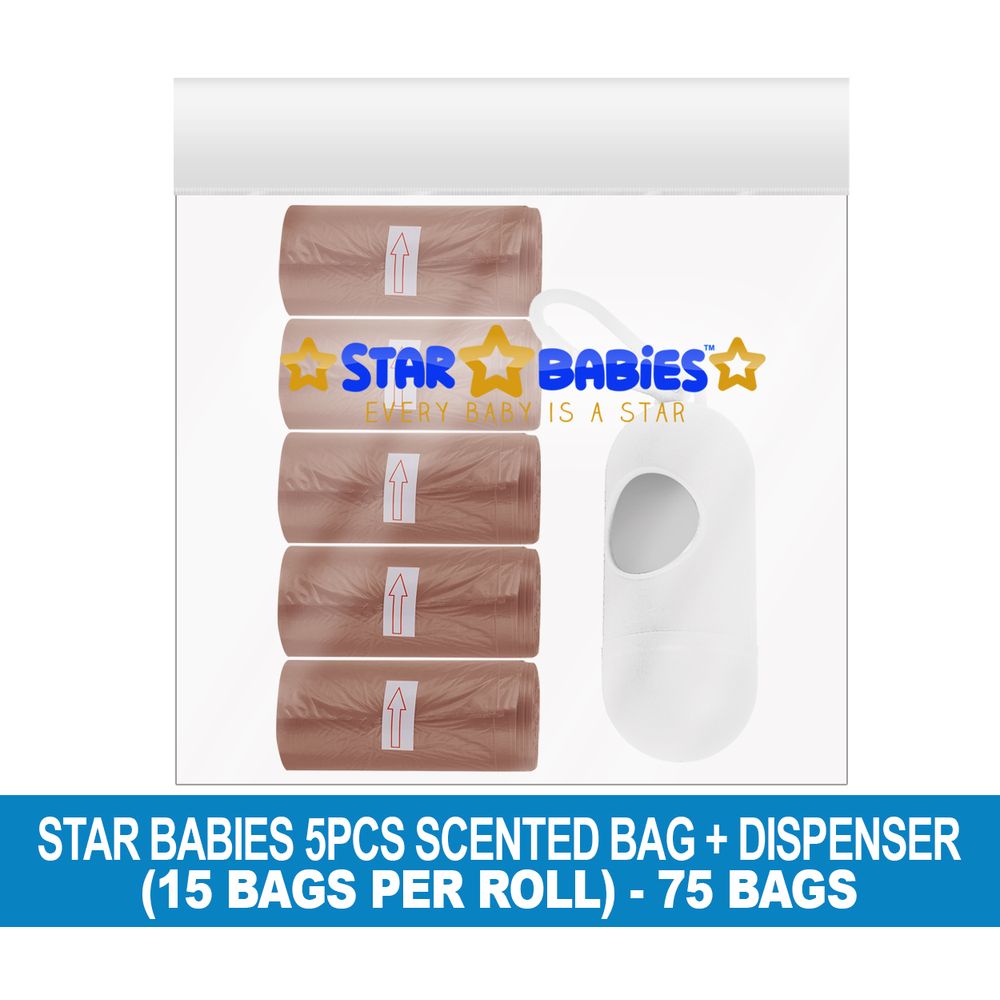 Star Babies - Scented Nappy Bag 75pcs with Dispenser - Brown
