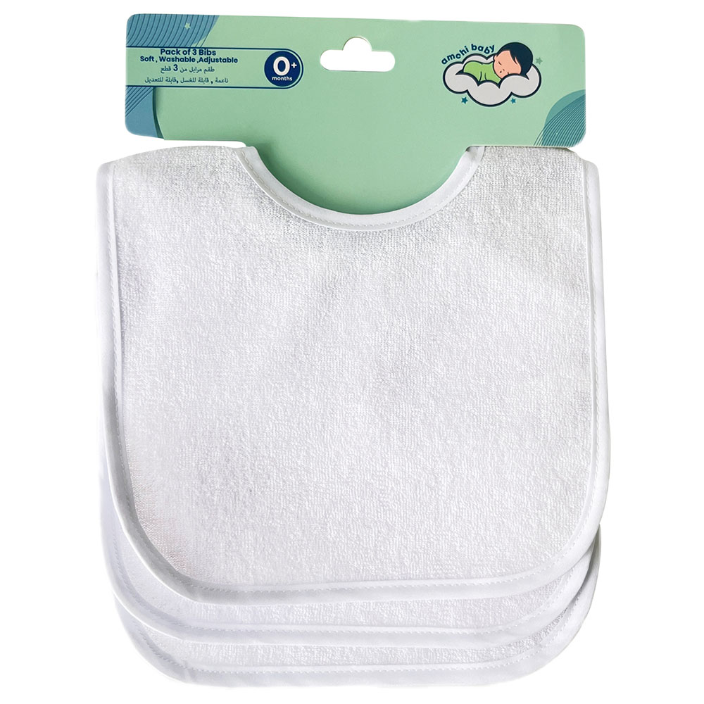 Amchi Baby - Waterproof Baby Bibs - 3pcs - White