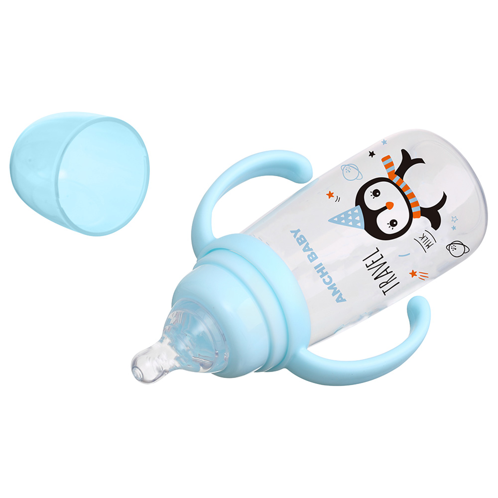 أمشي بيبي - رضاعة أطفال بمقبض - 200 مل - أزرق