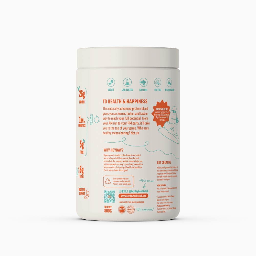 Heyday - Shake My Day Natural Plant-based Organic Protein Powder Vanilla 800g