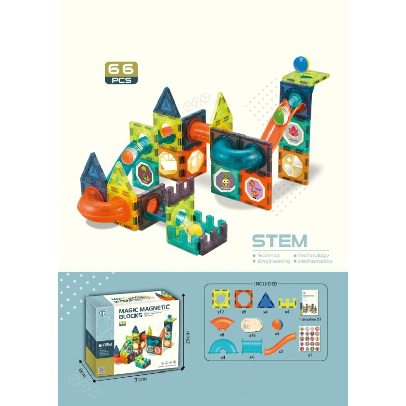 Little Learners - Magnetic Blocks For Early STEM Learning - Pack Of 66