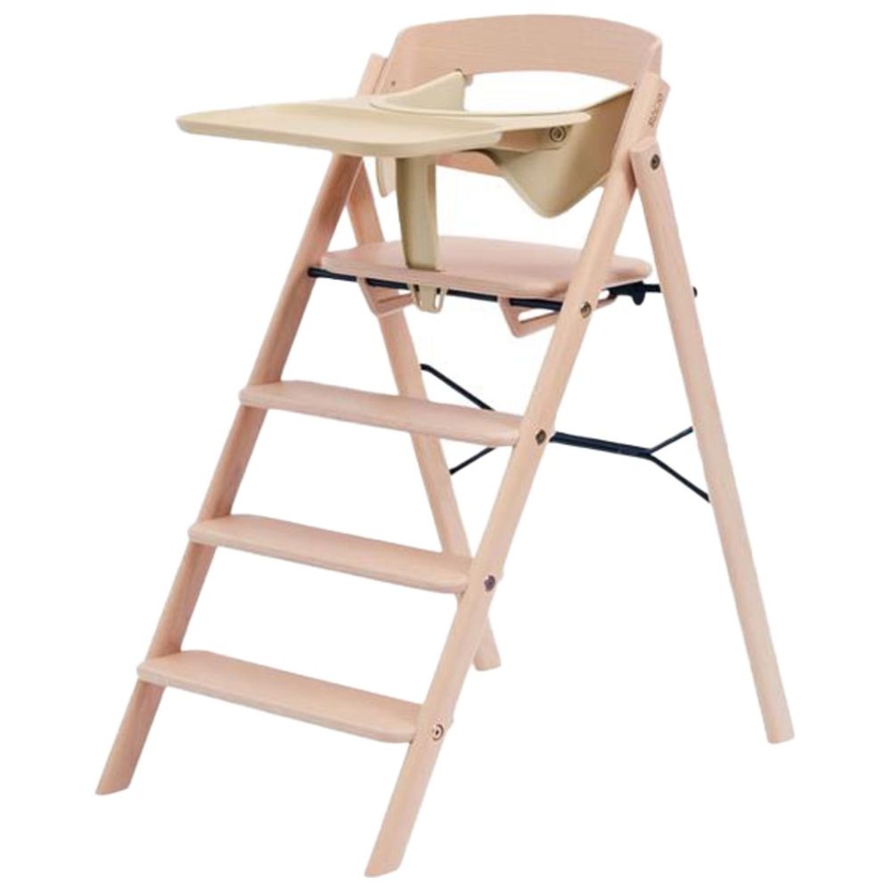 Kaos Klapp High Chair With Safety Rail & Food Tray Beech Wood