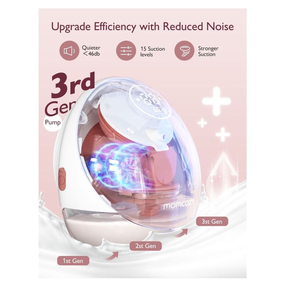 Momcozy - M9 Hands Free Breast Pump - Cozy Red - Pack of 2 - 24 mm