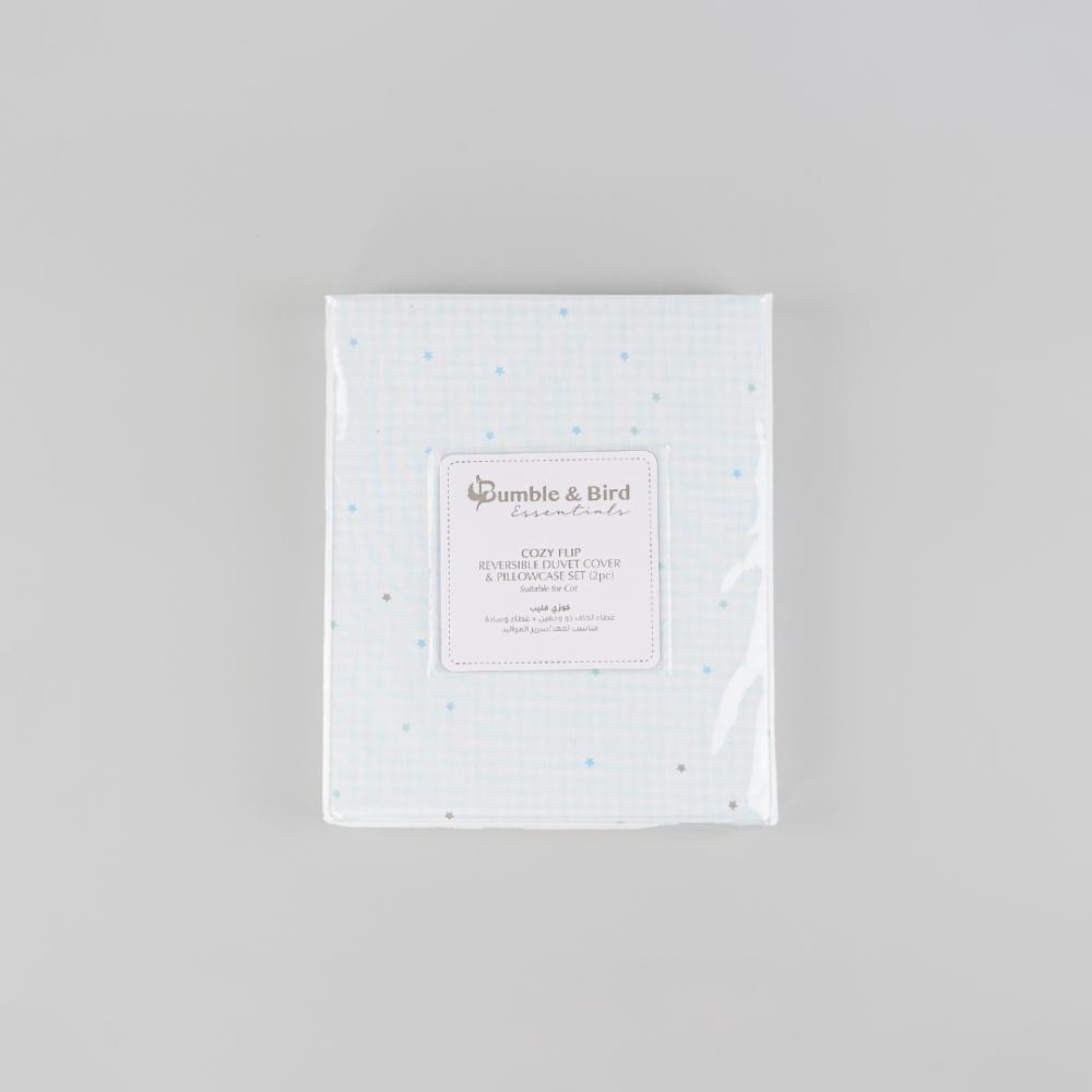 بامبل آند بيرد - غطاء لحاف ذو وجهين وغطاء وسادة لسرير الأطفال - أزرق