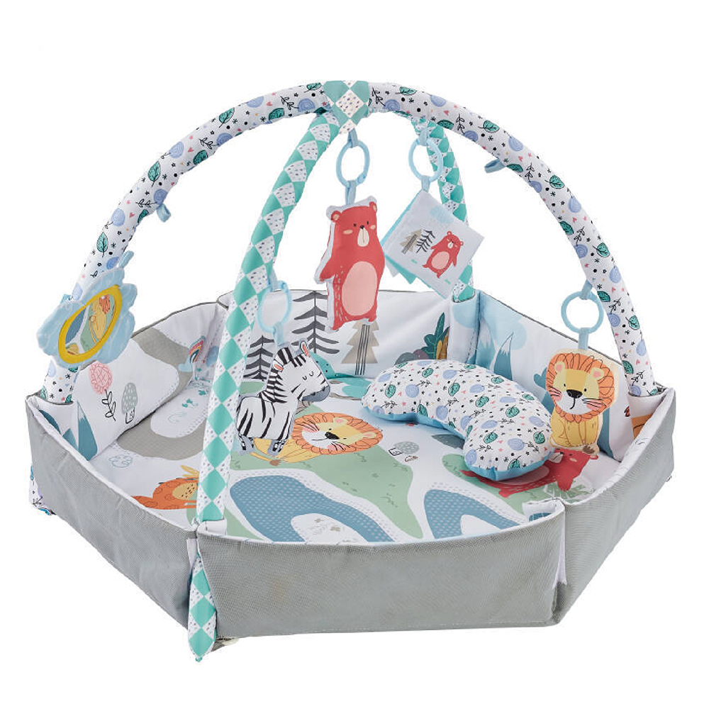 Little Learners - Forest Friends Hexagonal Baby Play Mat With 5 Toys