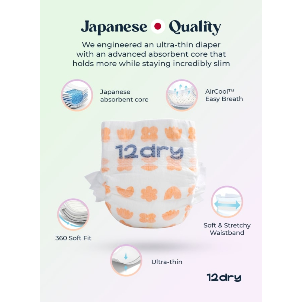 12dry - Premium Baby Care Diapers - Size 4 - 9-14 kg - 54 Pcs