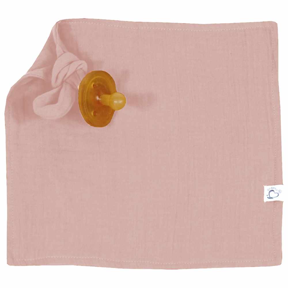 مي - حاملة لهاية عضوية مع دمية قماش - قطن كرنكل شاش - زهري فاتح