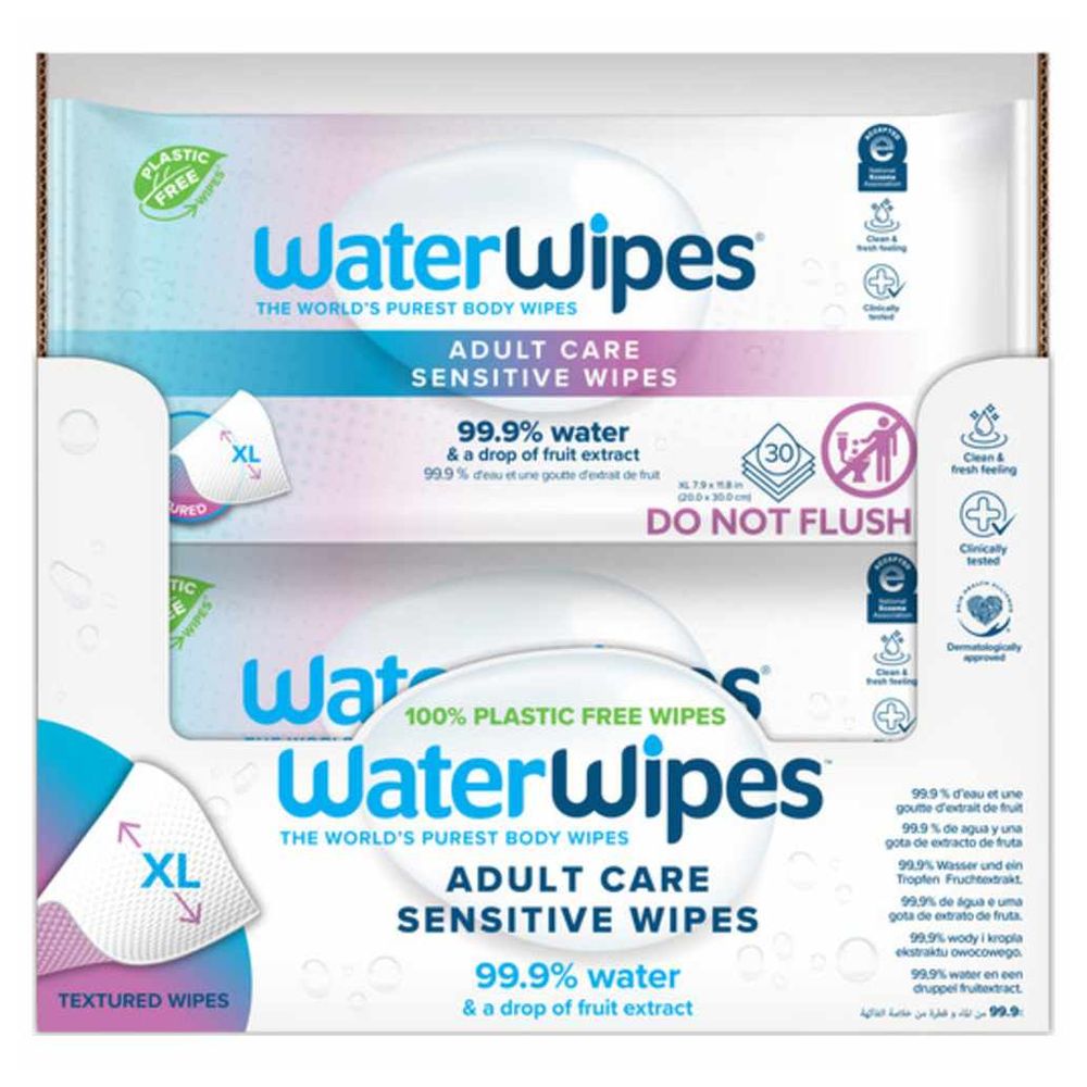 Waterwipes - Adult Care Sensitive Wipes - Pack of 12 - 360 Wipes
