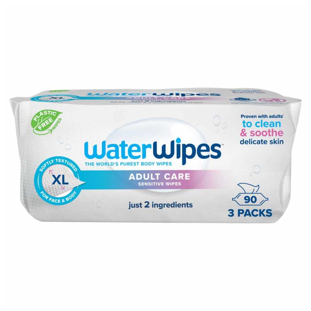 Waterwipes - Adult Care Sensitive Wipes - Pack of 3 - 90 Wipes