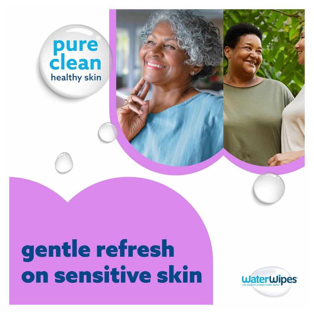 Waterwipes - Adult Care Sensitive Wipes - Pack of 3 - 90 Wipes