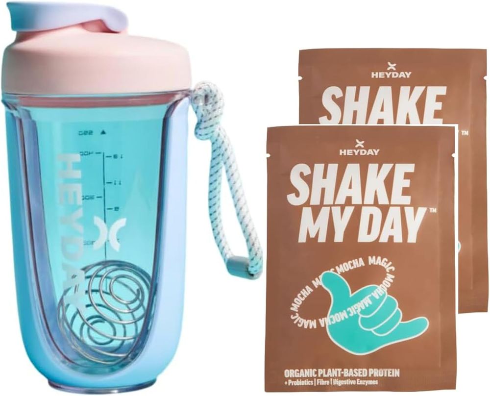 هاي داي - عبوة خلط 550 مل مع مسحوق بروتين الموكا 40 جم - زهري غزل البنات