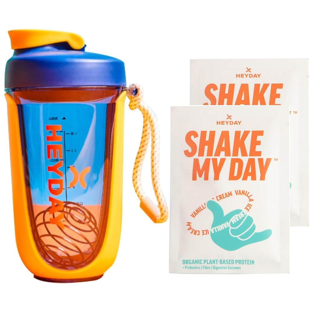 Heyday - Shaker Bottle - 550ml With Vanilla Protein Powder 40g - Yellow Submarine