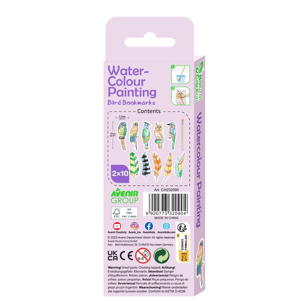 Avenir - Water Colour Painting - Bird Bookmarks - Pack of 1 - 20Pcs