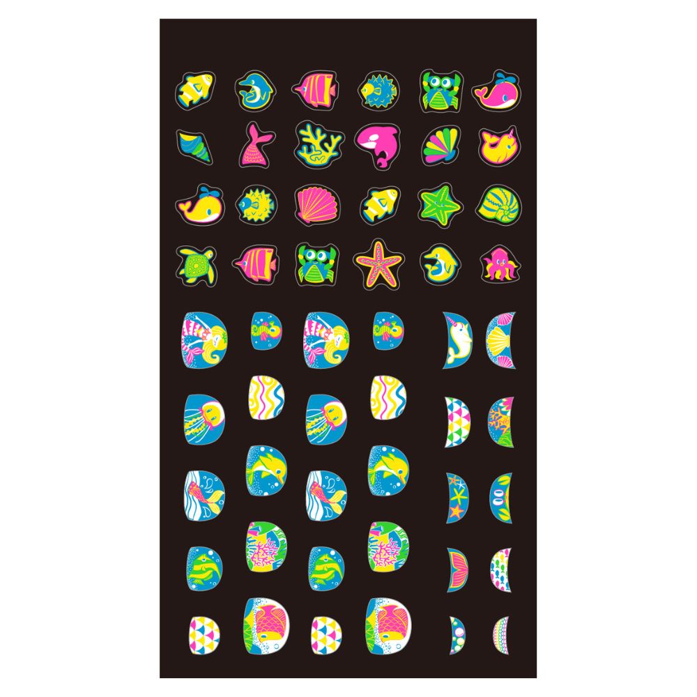 Avenir - Nail Stickers Fluorescent - Under The Sea - Pack of 1 - 54Pcs