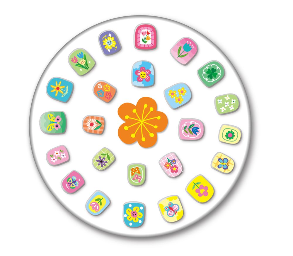 أفينير - أظافر أطفال Fancy Me Press-On - جاردن وورلد - 24 قطعة