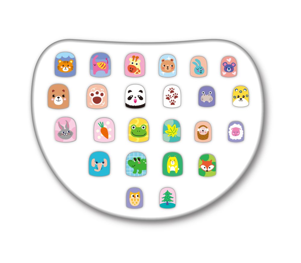 أفينير - أظافر لاصقة للأطفال - مملكة الحيوانات - 24 قطعة