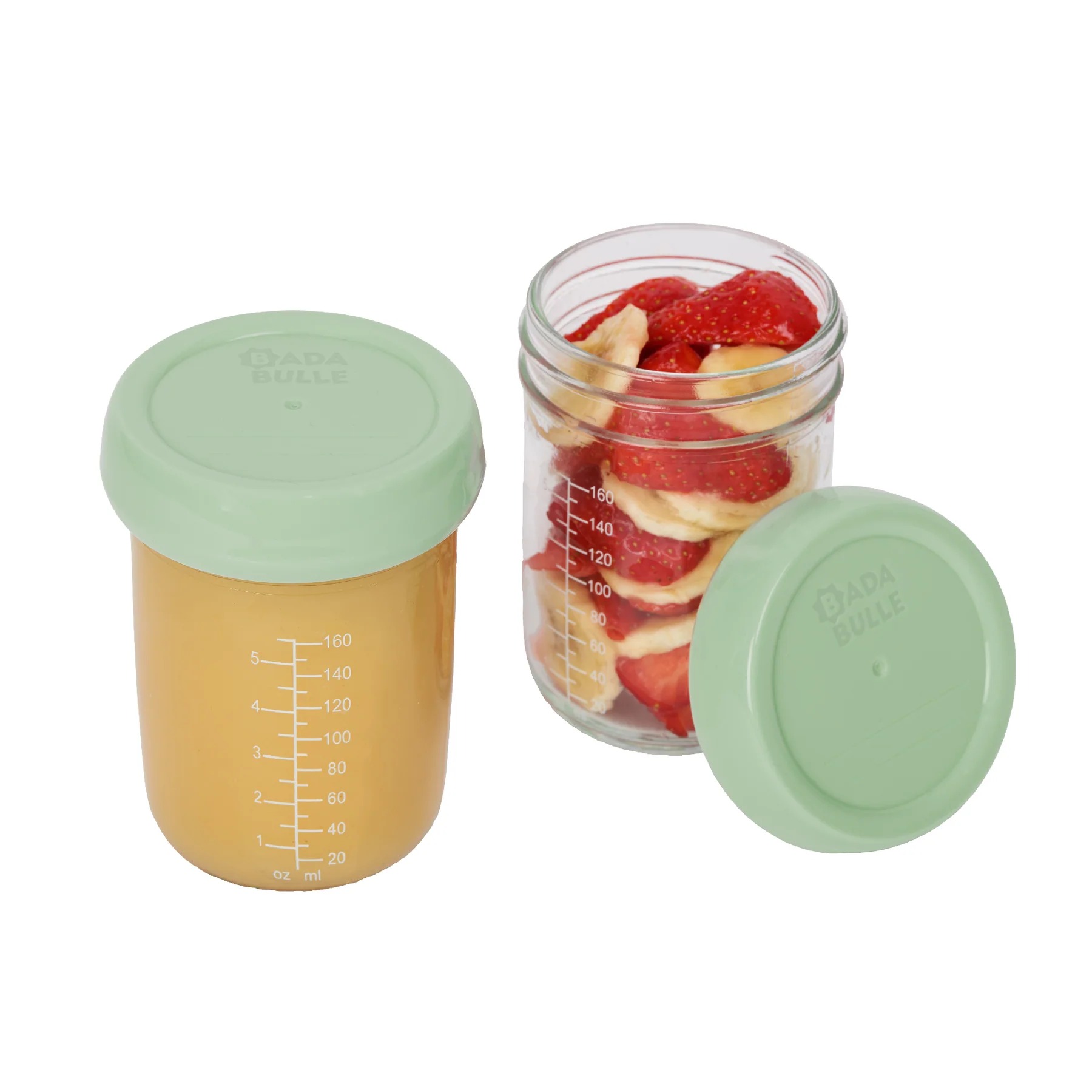 Badabulle - Glass Containers - Sage Green - Pack of 2