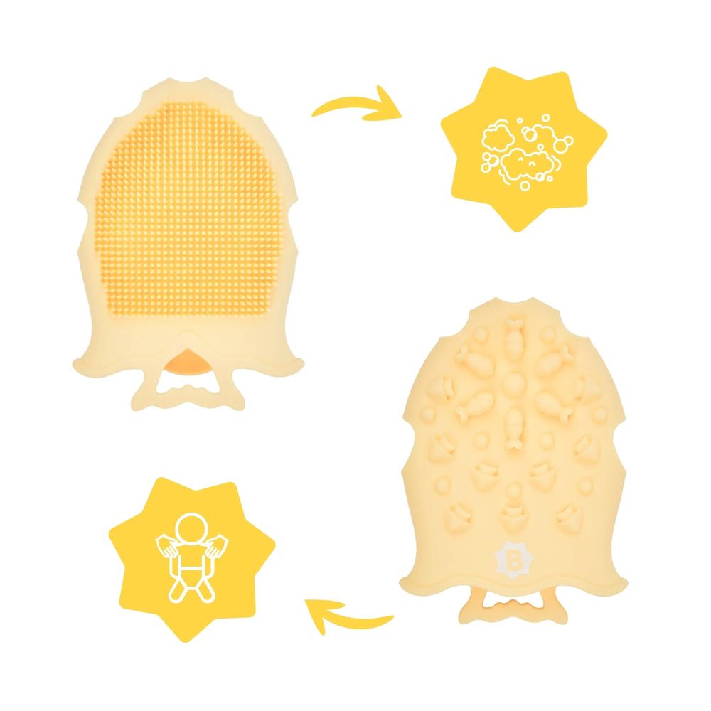 بادابول - فرشاة تدليك سيليكون 2 في 1 - أصفر