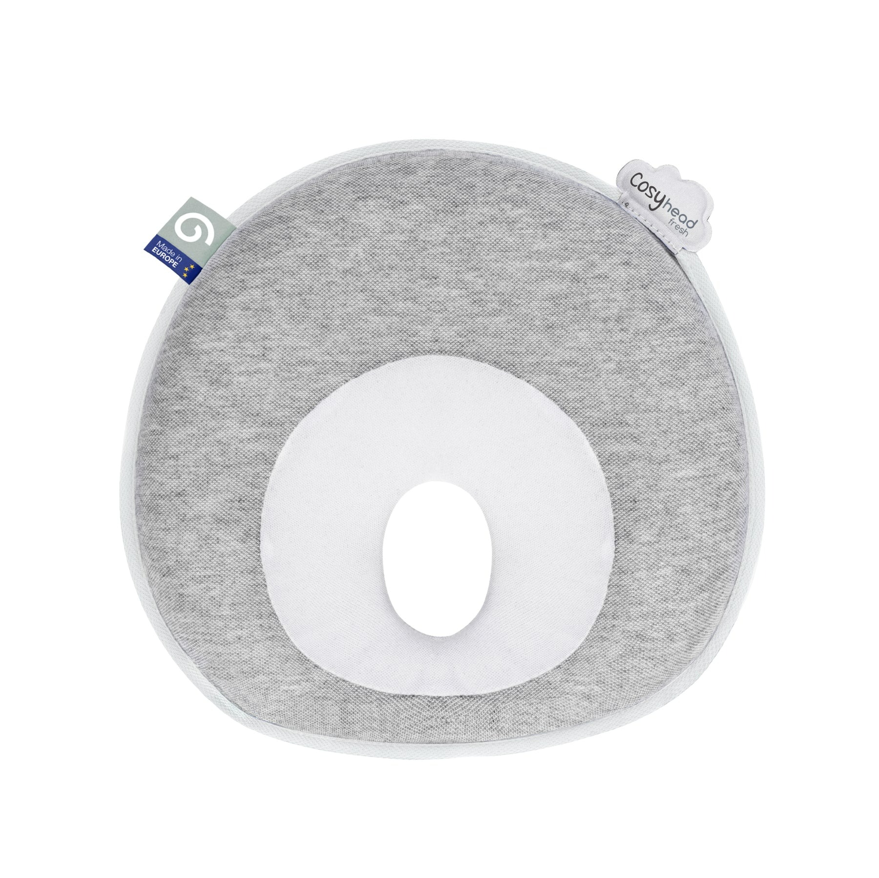 Babymoov - Cosyhead Fresh Baby Pillow - Anti Flat Head Support For Newborns - Gray & White